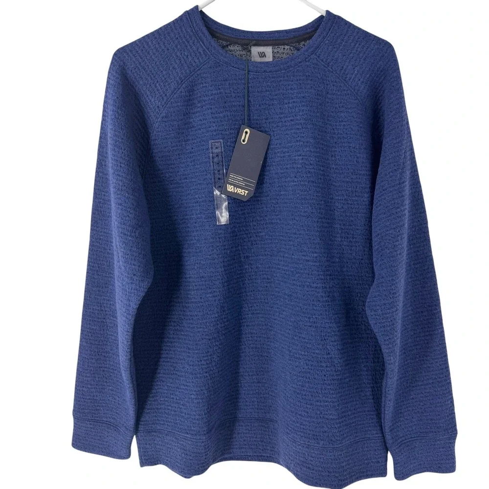 VRST Mens Recharge Lunar Crew Neck Sweatshirt Dark  Blue Textured UPF 50+ M NEW